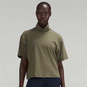 Lululemon Women's Relaxed-Fit Cotton-Blend Turtleneck T-Shirt - Dark Green